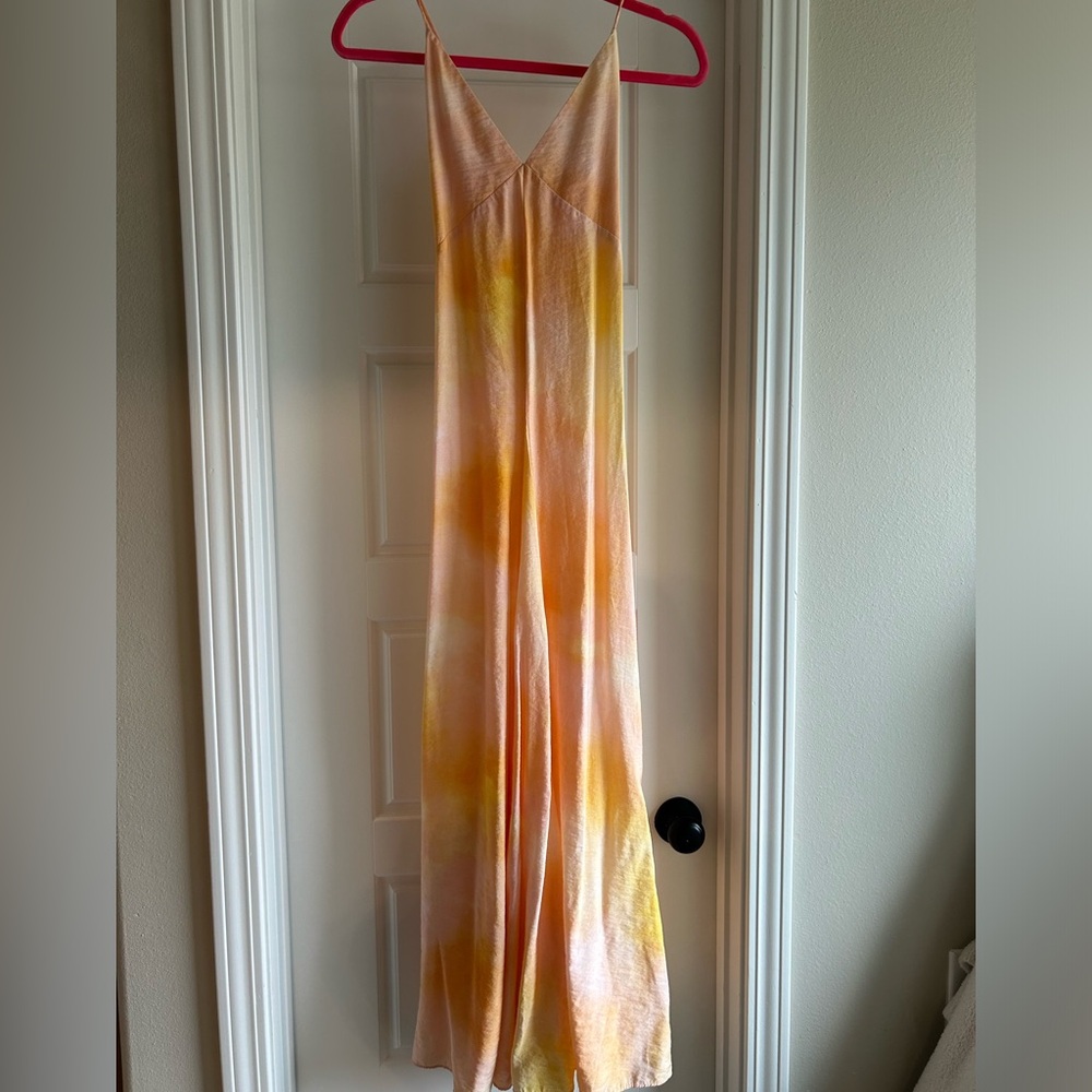 H&M Lightweight V-Neck Slip Dress in Peach & Yellow